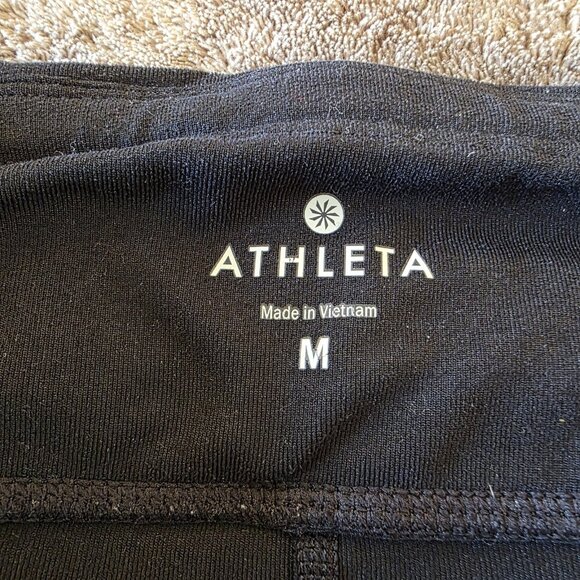 Athleta Dot Be Free Tight Leggings Women’s M Black Mesh Pocket Run Yoga 350178 - Picture 6 of 16